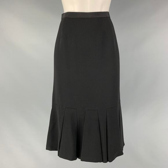 PRADA Size 4 Black Viscose & Acetate Pleated Tulip Skirt - Picture 1 of 1